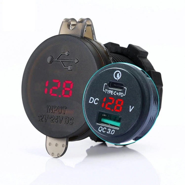 Bluejw 36W PD QC3.0 Fast Car Charger, 12V/24V USB Car Charger Adapter with LED Voltmeter, Automobile Chargers Multi USB Port Power Outlet Quick Charger - Image 3